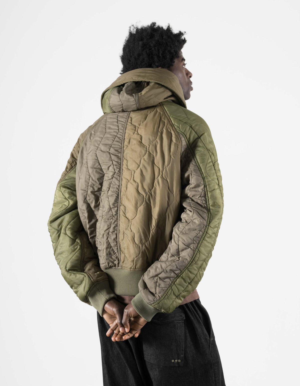 7715 Upcycled Asym N2B Parka Olive