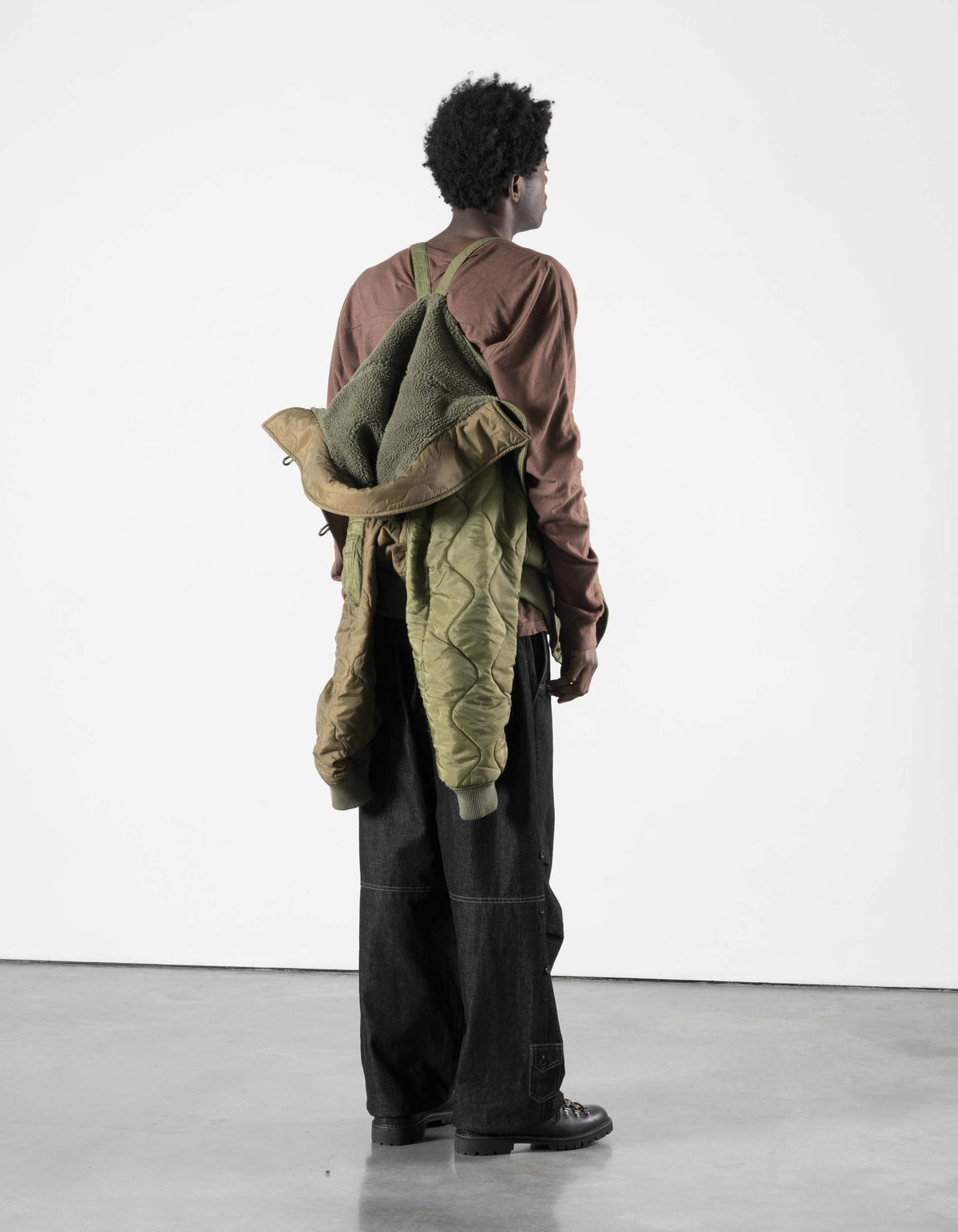 7715 Upcycled Asym N2B Parka Olive