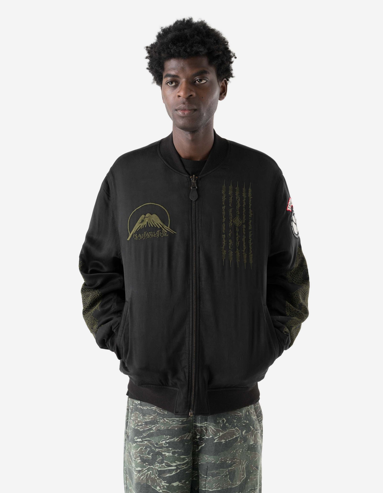 7728 World Tour Map Sukajan Jacket Black