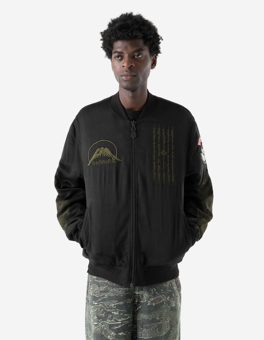 7728 World Tour Map Sukajan Jacket Black