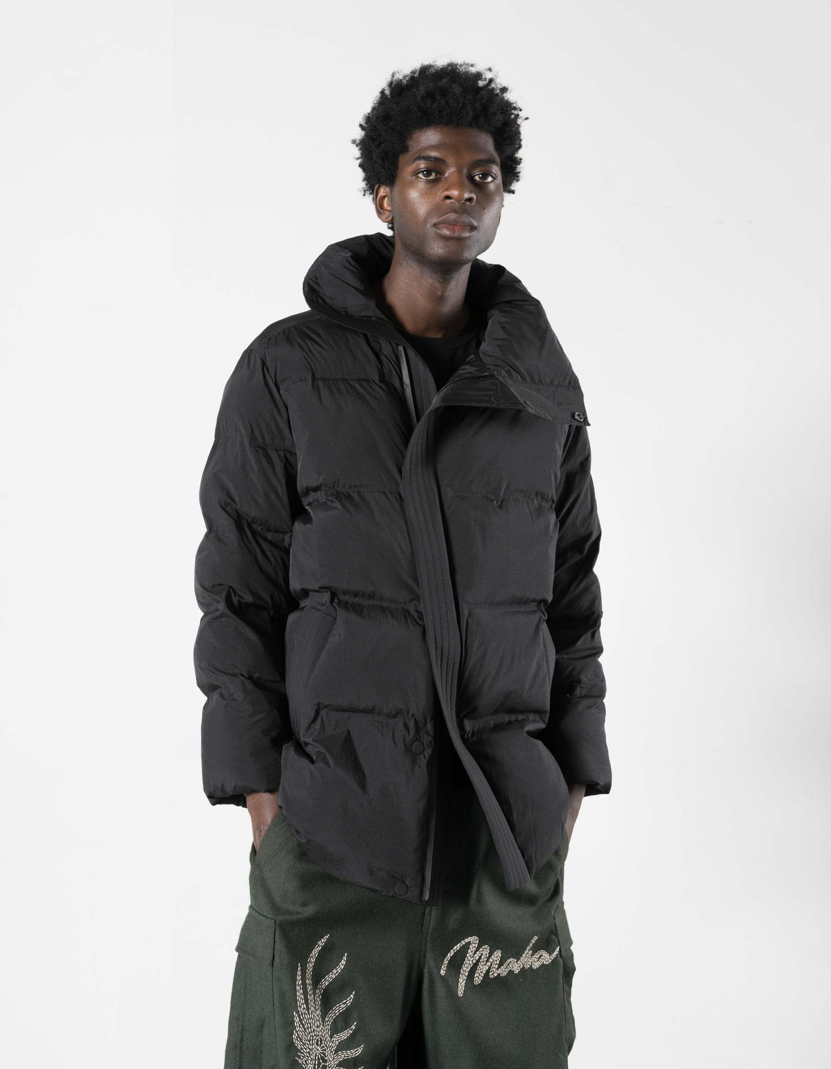 7798 Oversized Asym Puffer Jacket Black