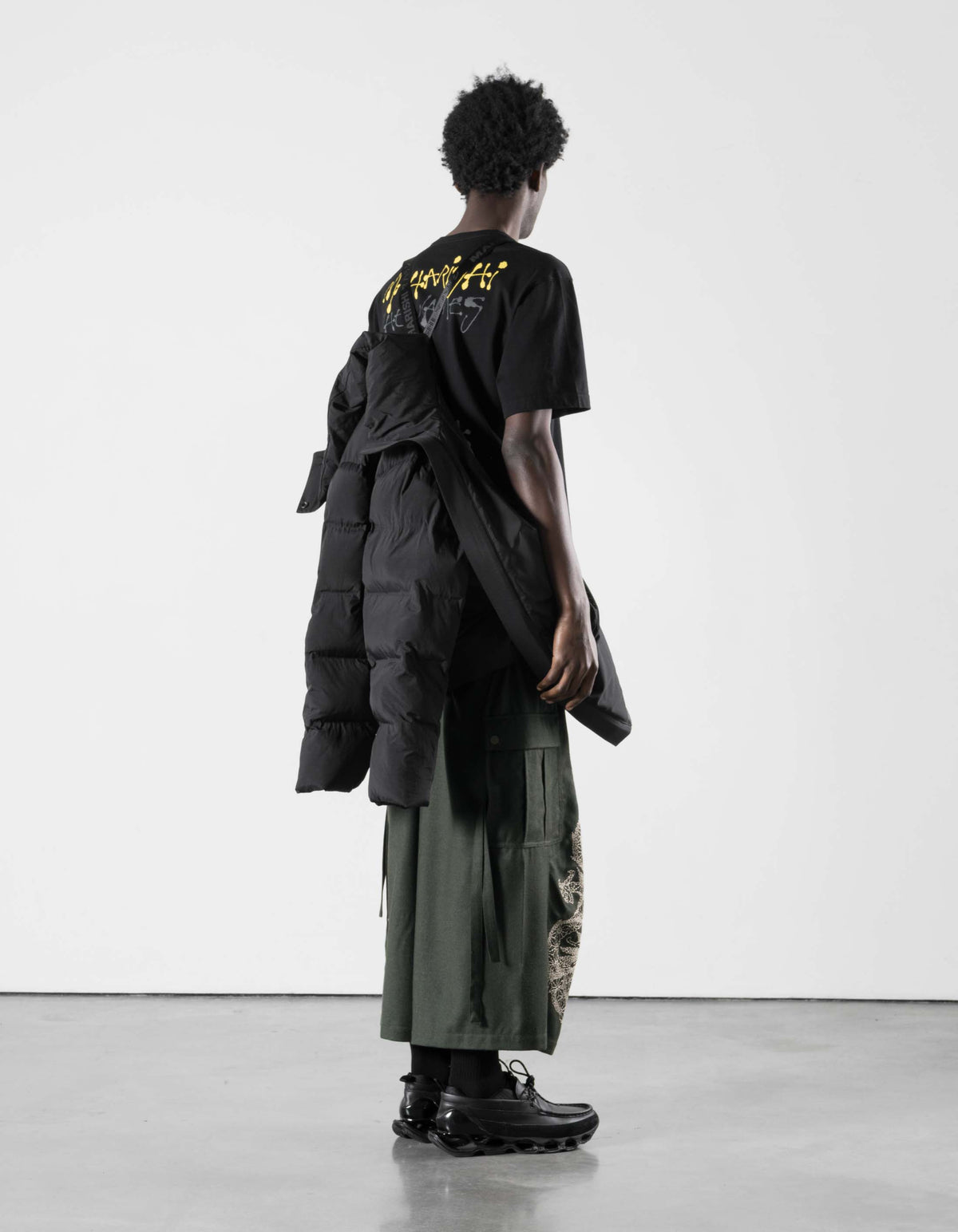 7798 Oversized Asym Puffer Jacket Black