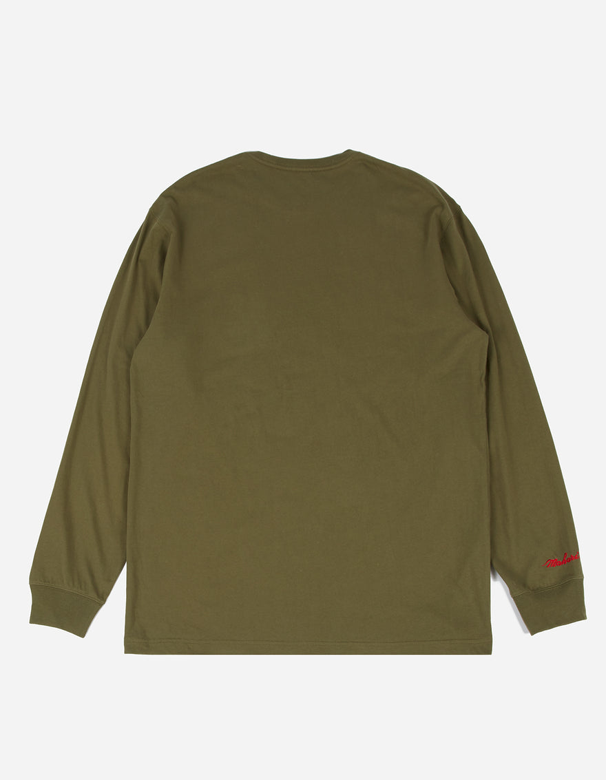 3644 Dragon Embroidered L/S T-Shirt Olive OG-107F