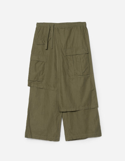 4588 Asym Cargo Hakama Pants Olive OG-107F