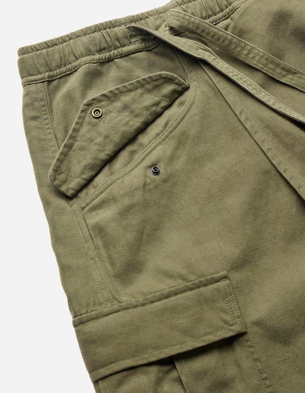 7398 WR Asym Cargo Hakama Pants Olive OG-107F