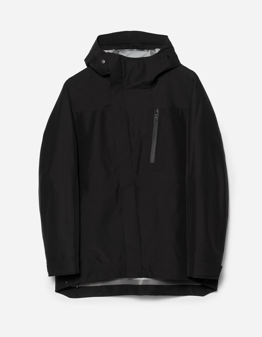 maharishi waterproof seam sealed hooded jacket in black