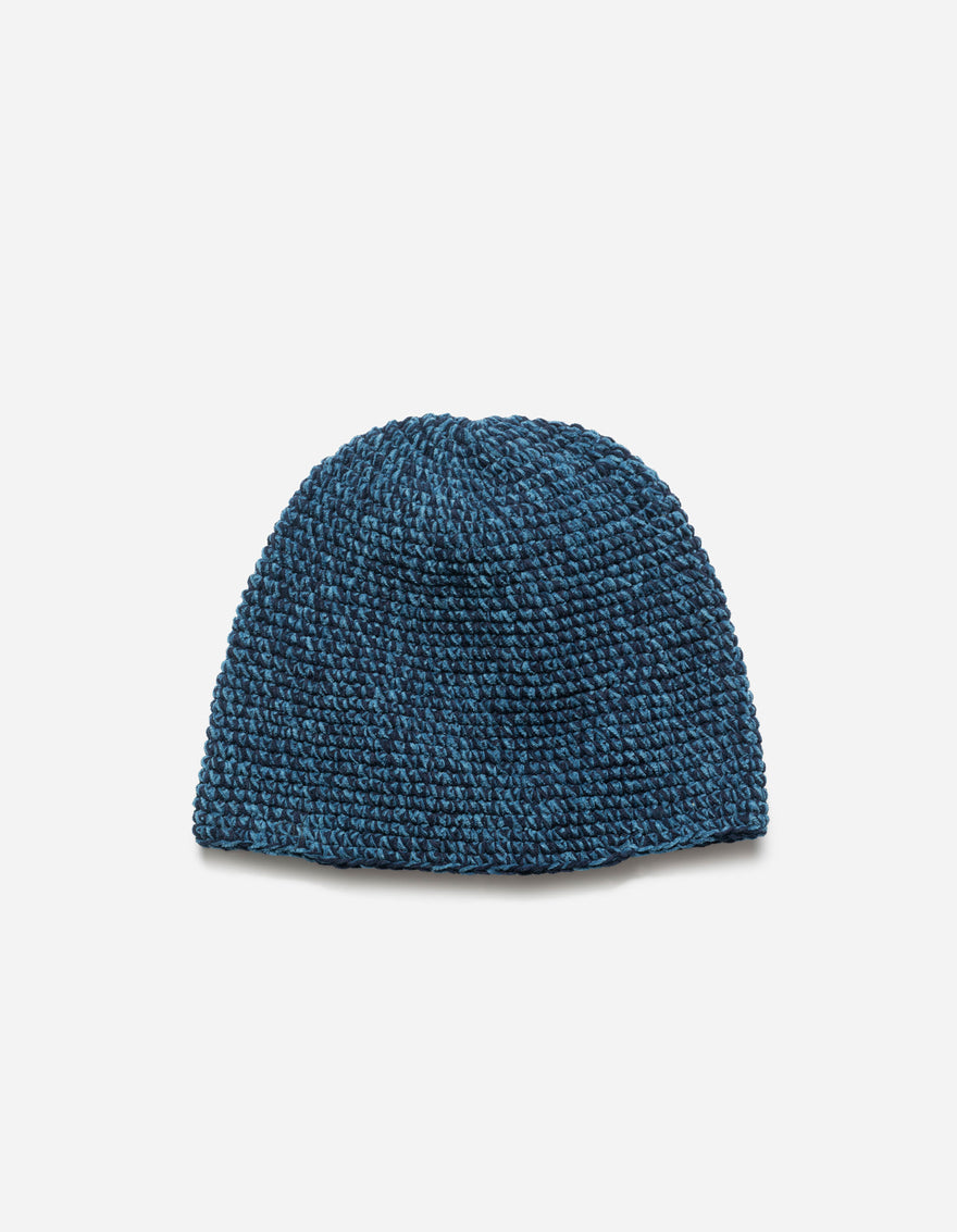 7292 Maharishi Crochet Beanie Indigo Blue/Light Indigo