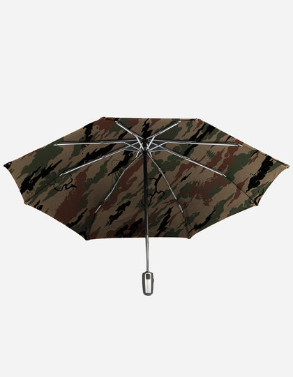 Camouflage-patterned umbrella on a white background