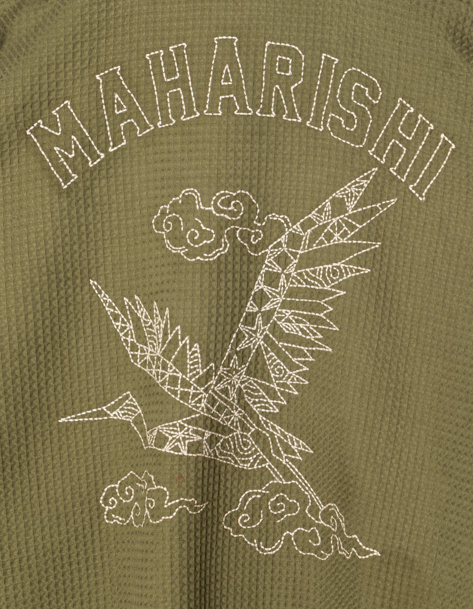 6241 Embroidered Waffle Kimono Overshirt Olive OG-107F