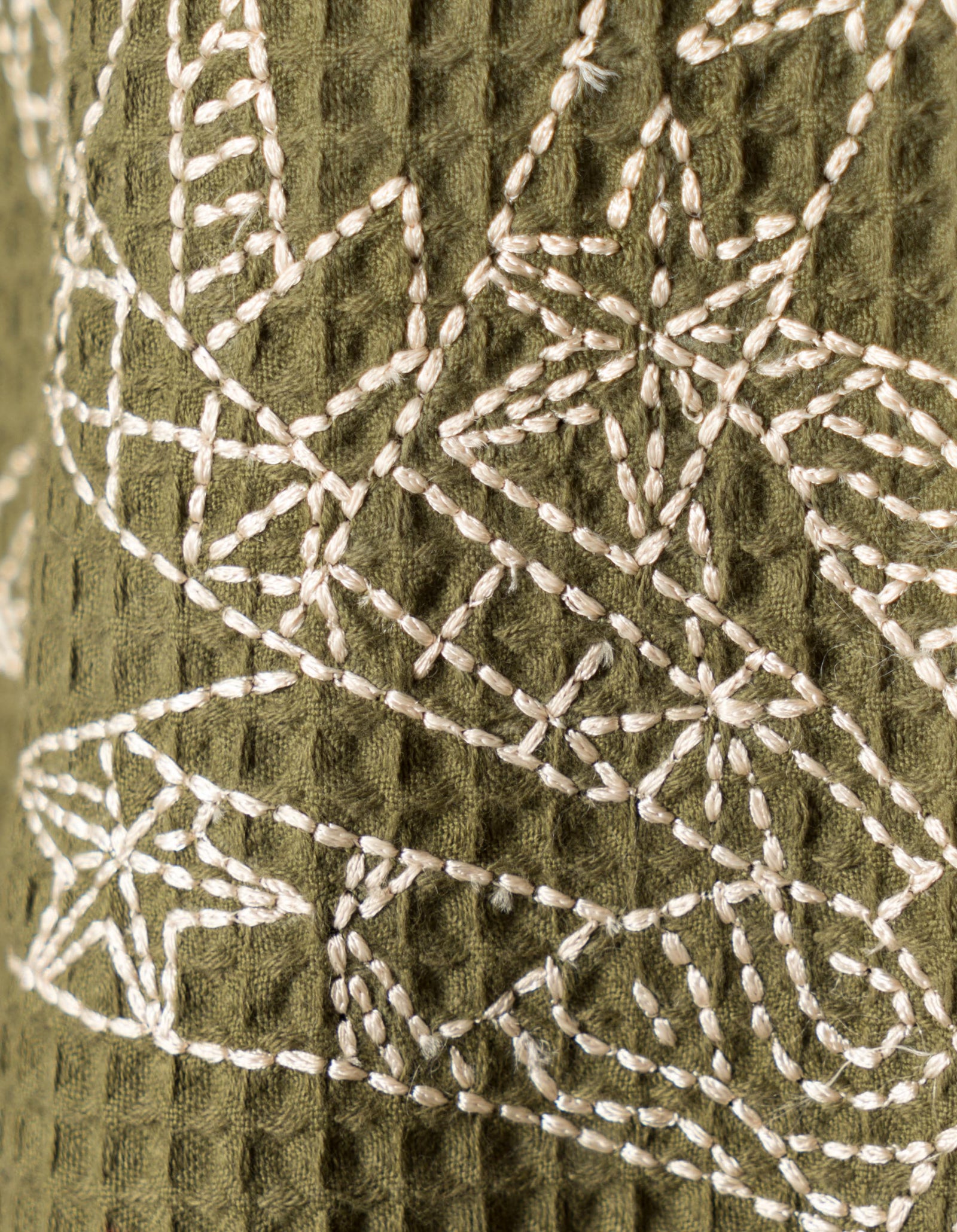 6241 Embroidered Waffle Kimono Overshirt Olive OG-107F