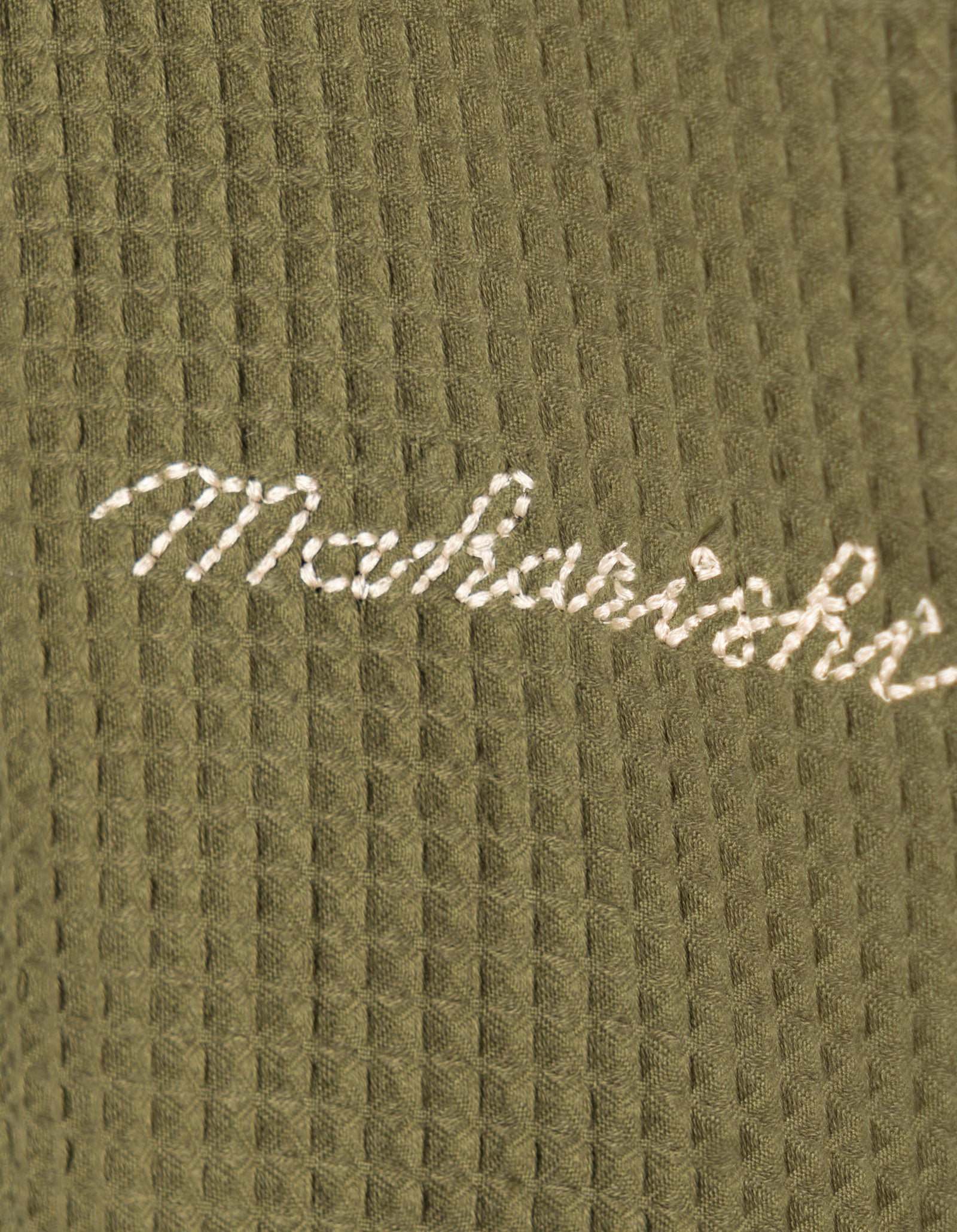 6241 Embroidered Waffle Kimono Overshirt Olive OG-107F