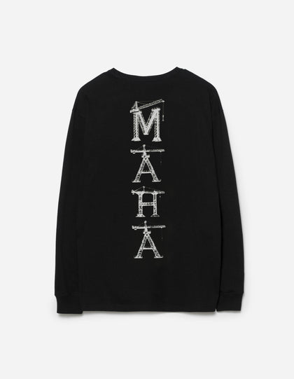1584 Maha Cranes L/S T-Shirt Black