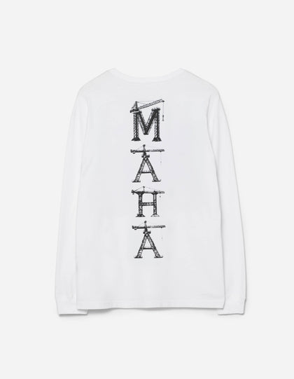1584 Maha Cranes L/S T-Shirt White