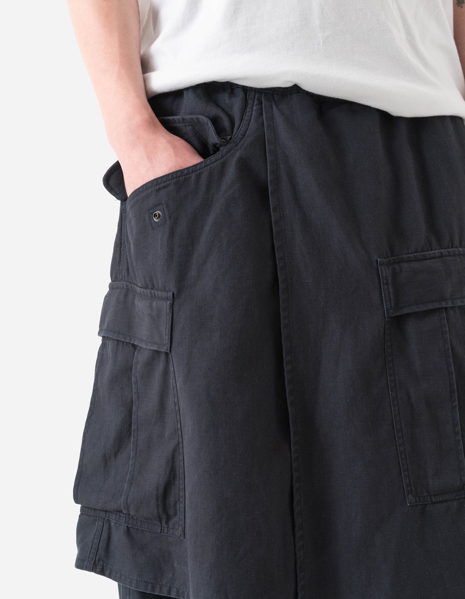4588 Asym Cargo Hakama Pants Navy