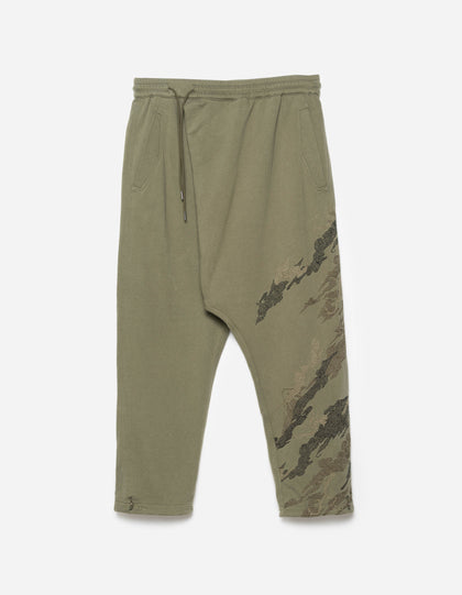 6202 Sashiko Bonsai Asym Sweatpants Olive OG-107F