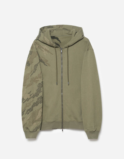 6209 Sashiko Bonsai Hooded Sweat Olive OG-107F