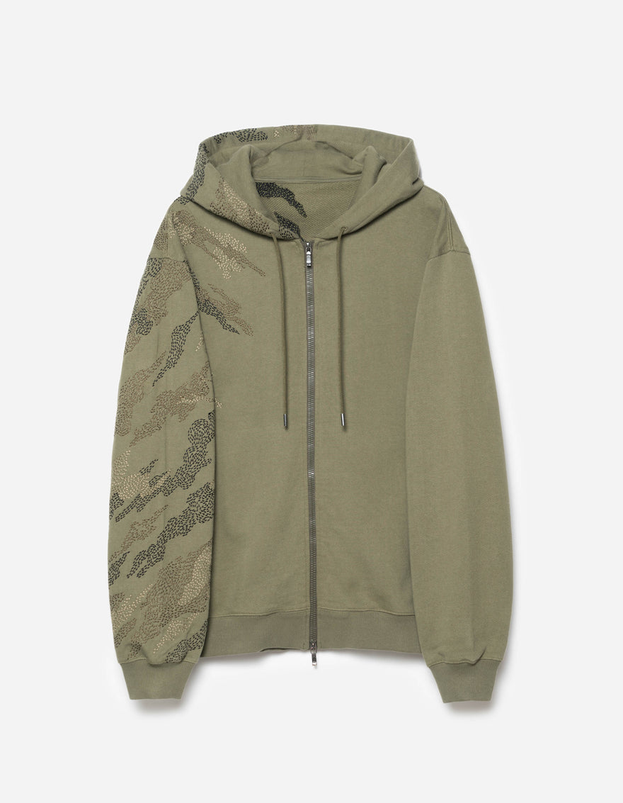 6209 Sashiko Bonsai Hooded Sweat Olive OG-107F