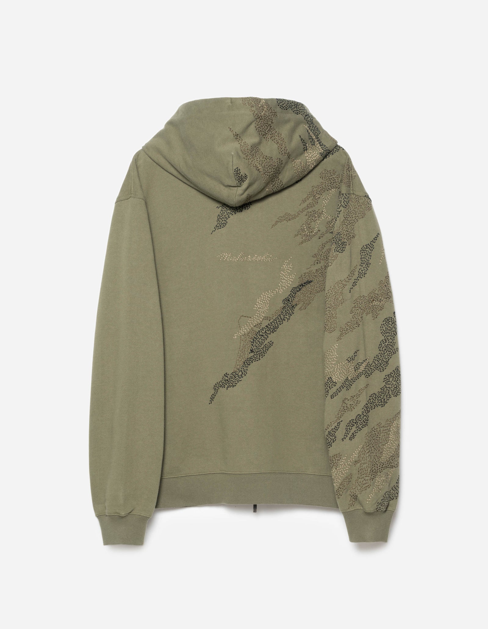 6209 Sashiko Bonsai Hooded Sweat Olive OG-107F