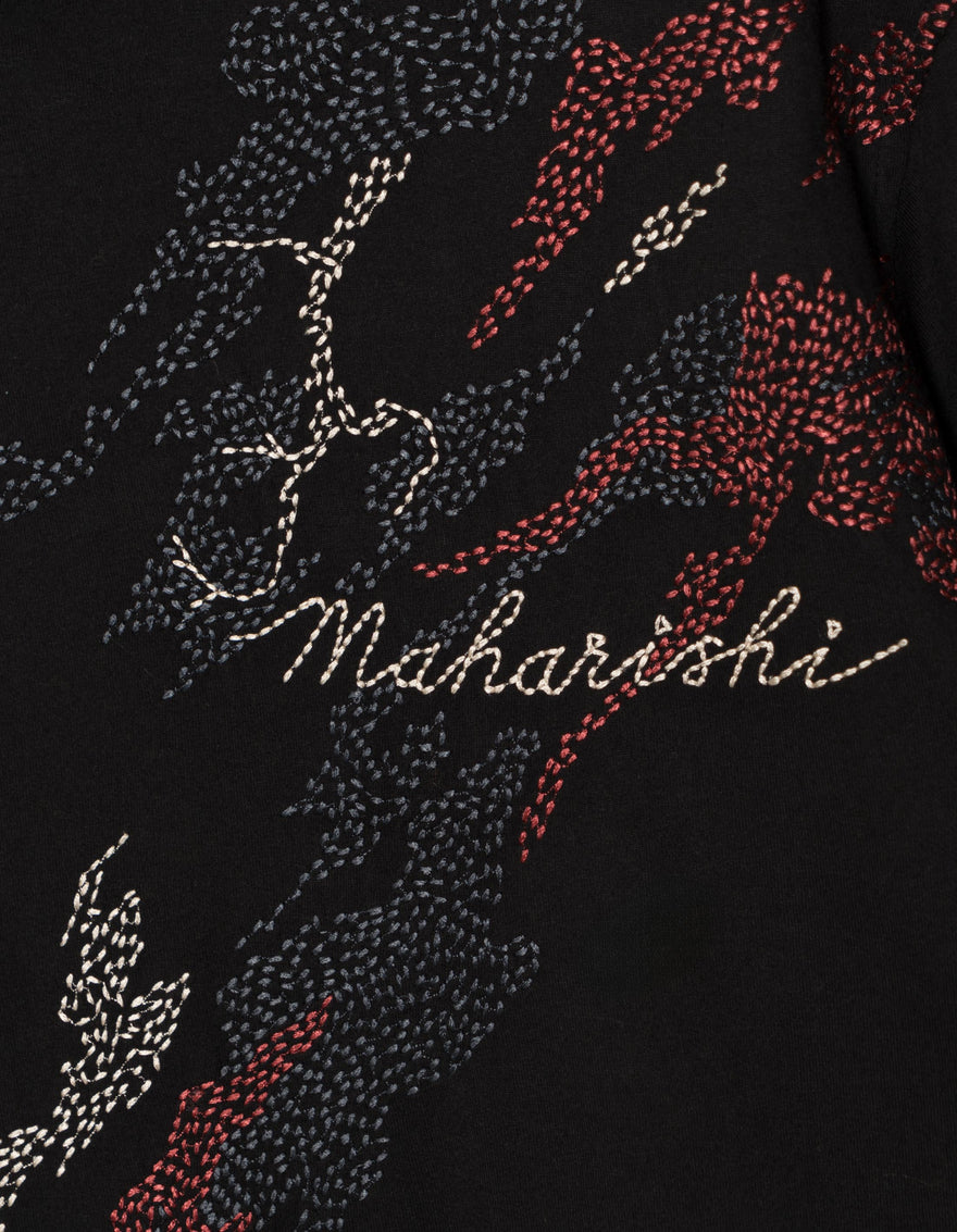 6217 Sashiko Bonsai T-Shirt Black