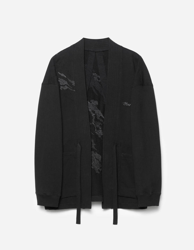 6222 Sashiko Bonsai Sweat Kimono Black