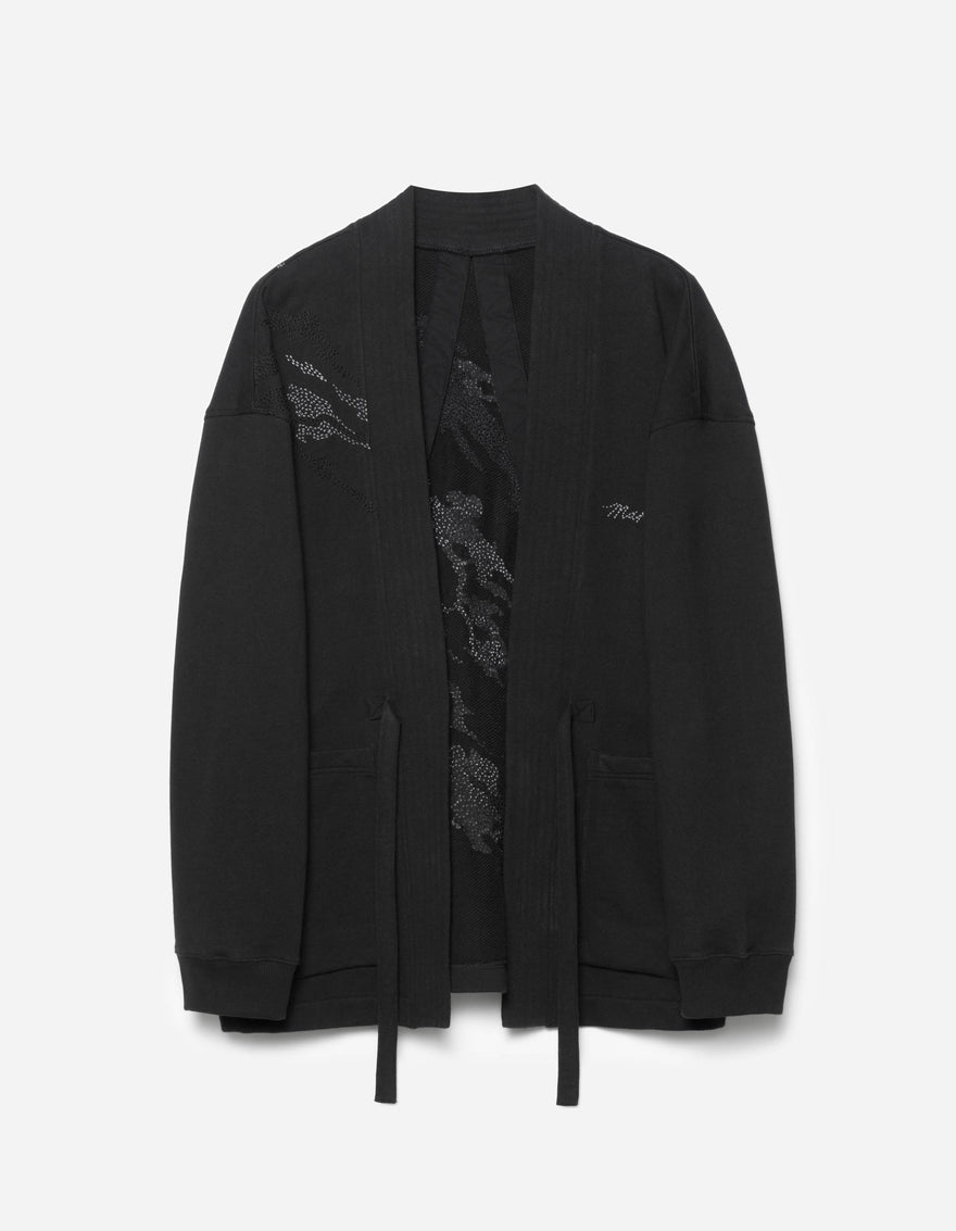 6222 Sashiko Bonsai Sweat Kimono Black