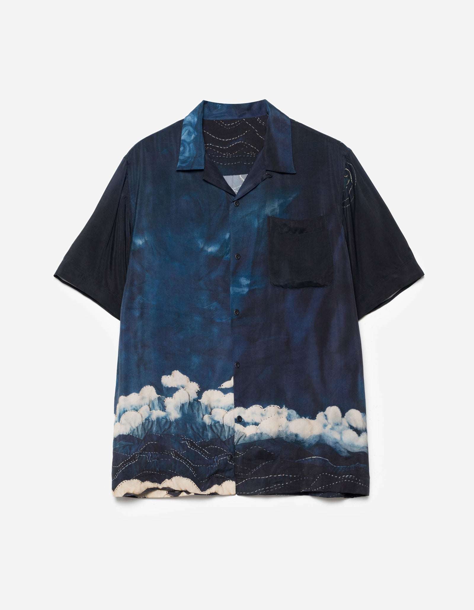 6230 Boro Crane Camp Collar Shirt Indigo
