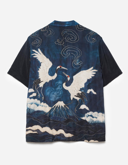 6230 Boro Crane Camp Collar Shirt Indigo