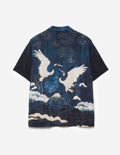 6230 Boro Crane Camp Collar Shirt Indigo