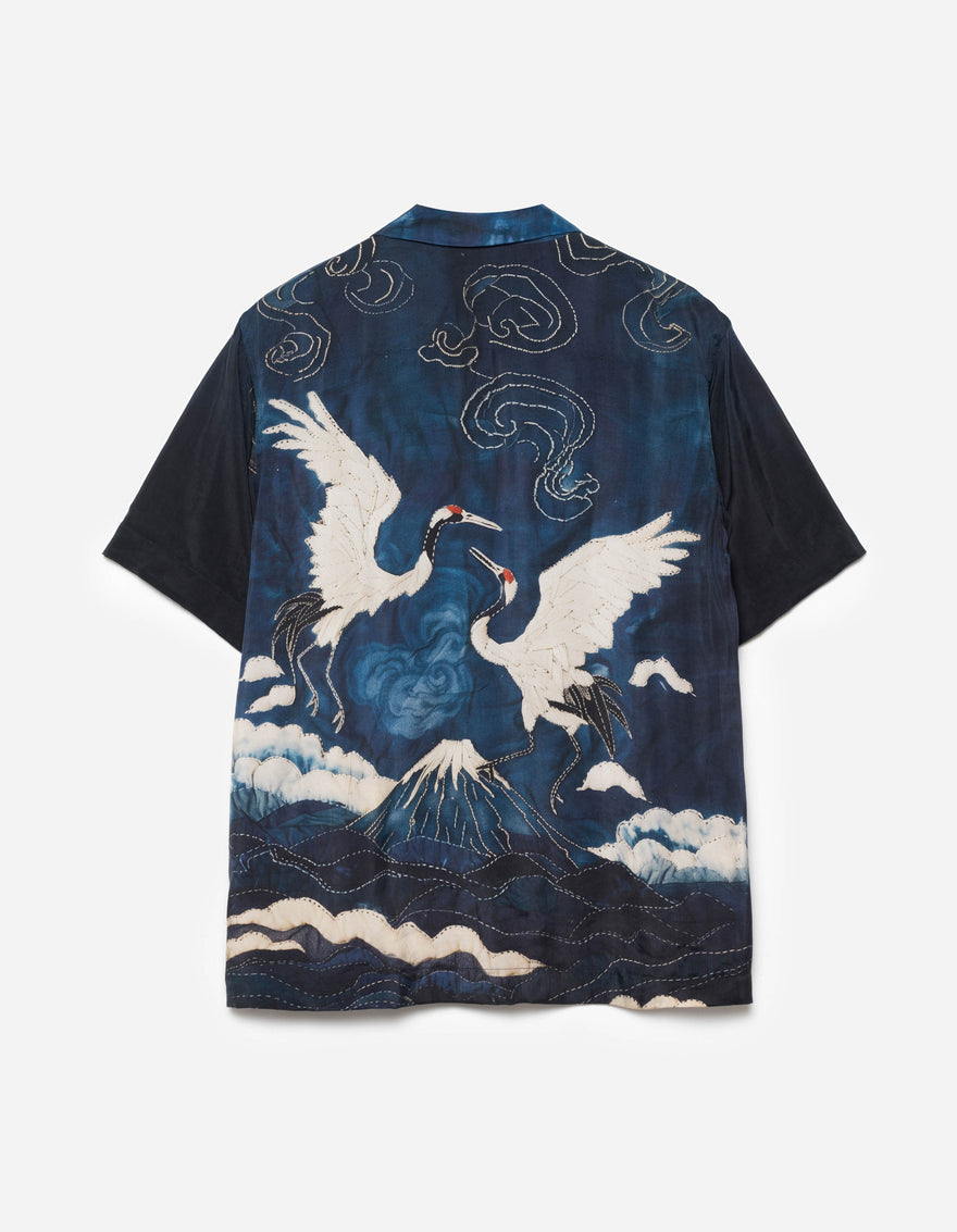 6230 Boro Crane Camp Collar Shirt Indigo