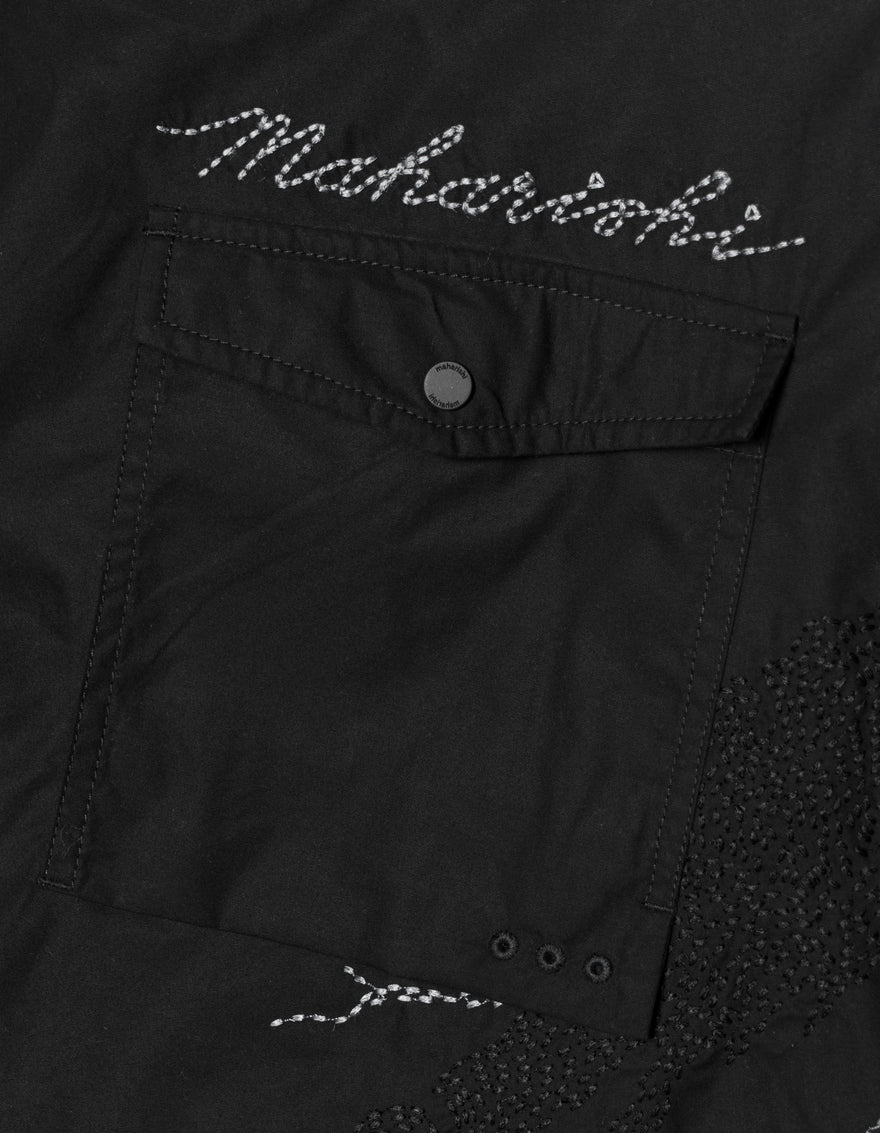 6238 Sashiko Bonsai Snoshorts Black