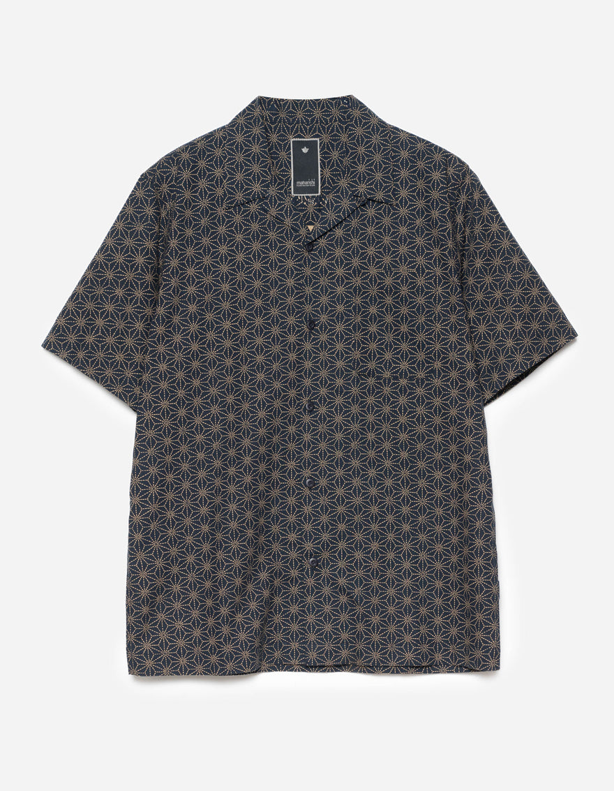 6239 Wagara Camp Collar Shirt Navy
