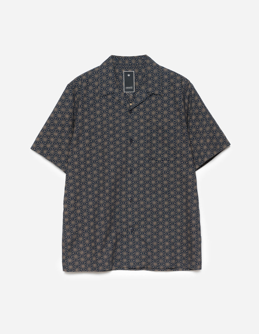 6239 Wagara Camp Collar Shirt Navy