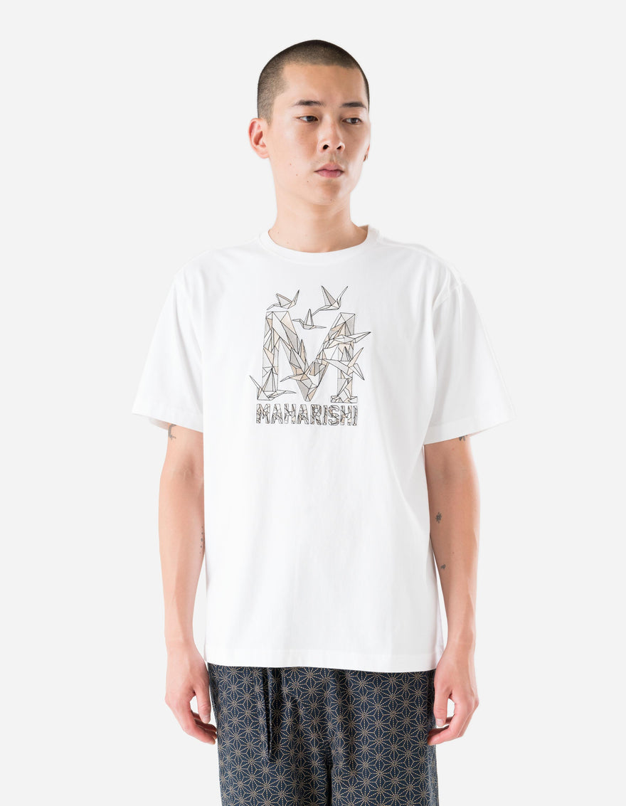 1592 Origami Crane M S/S T-Shirt White
