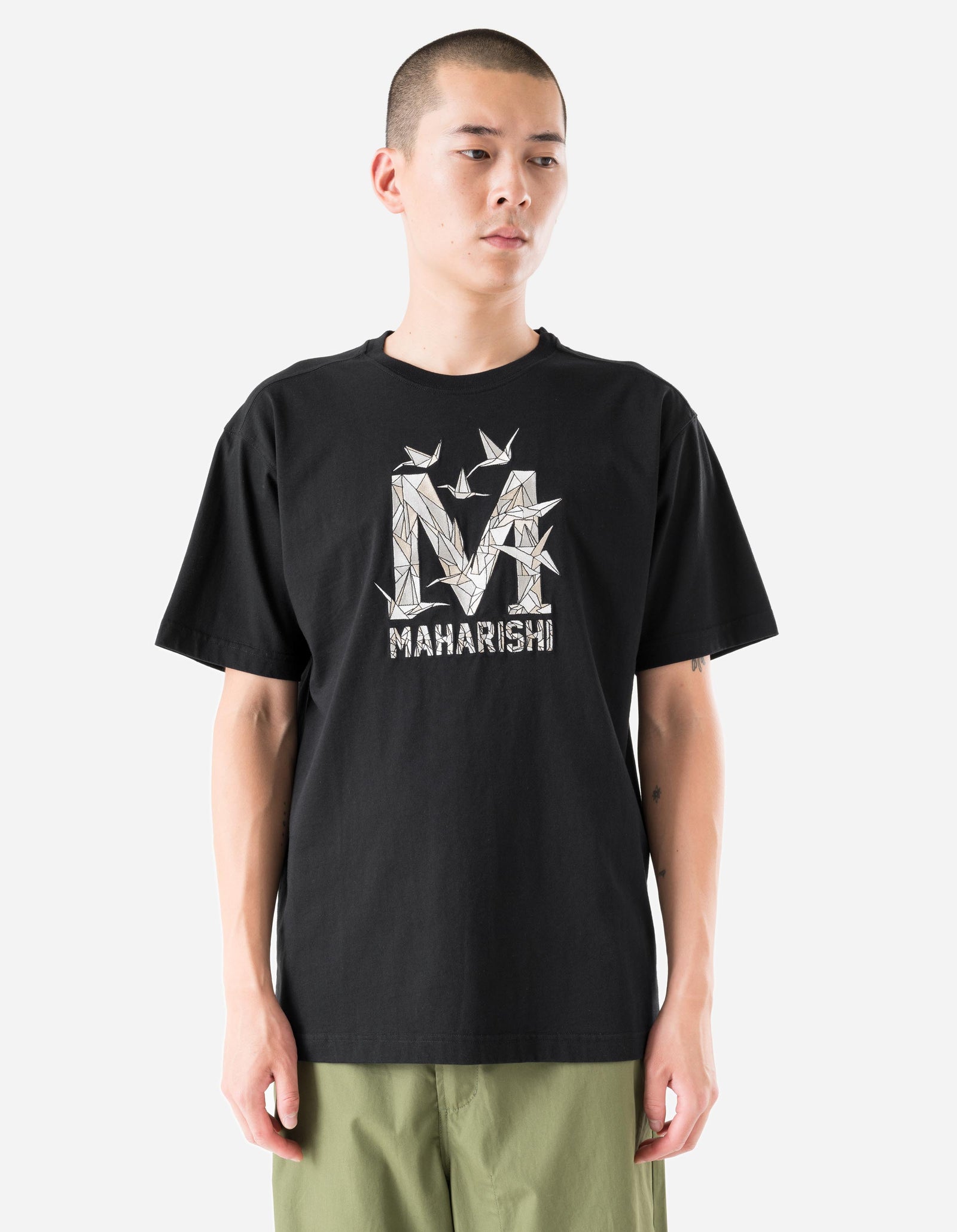 1592 Origami Crane M S/S T-Shirt Black