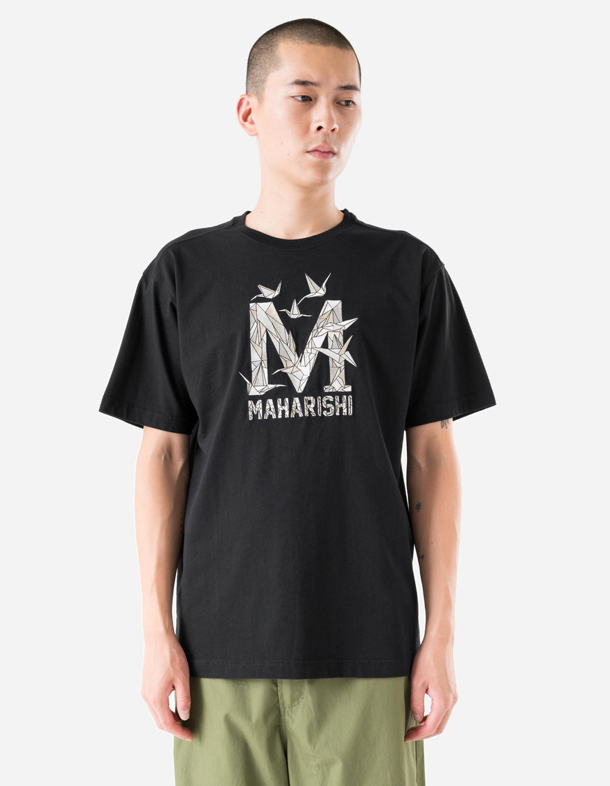 1592 Origami Crane M S/S T-Shirt Black