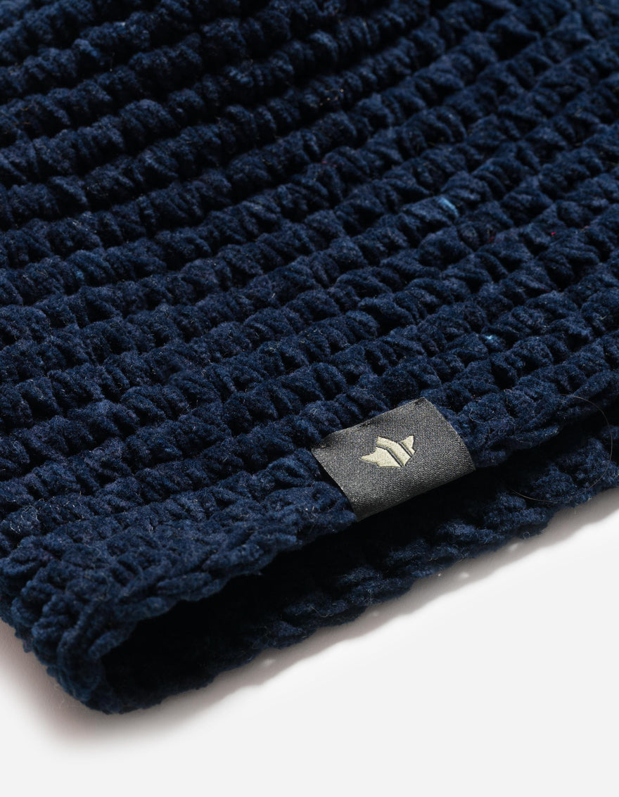 7292 Maharishi Crochet Beanie Natural Indigo