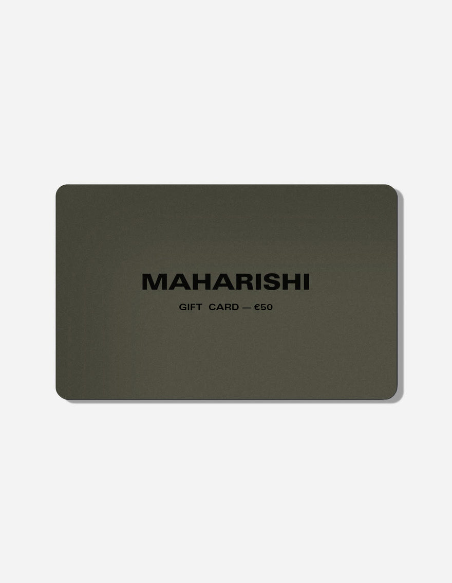 Maharishi gift card on a white background