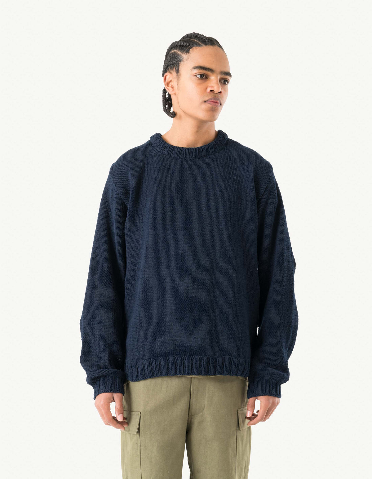 7180 Upcycled Knitted Crew Natural Indigo