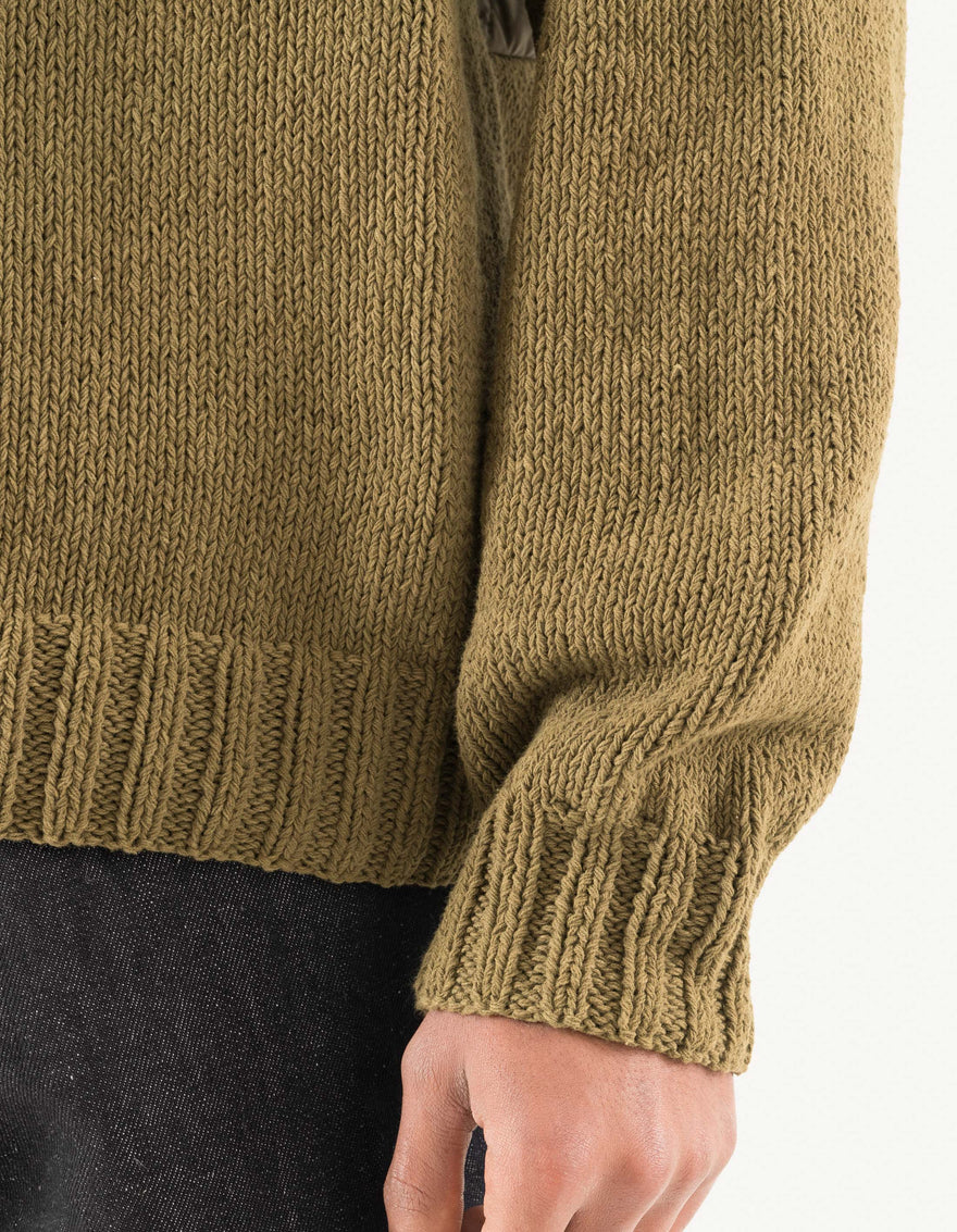 7180 Upcycled Knitted Crew Natural Olive