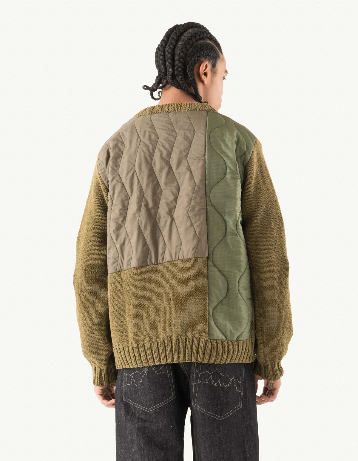 7180 Upcycled Knitted Crew Natural Olive