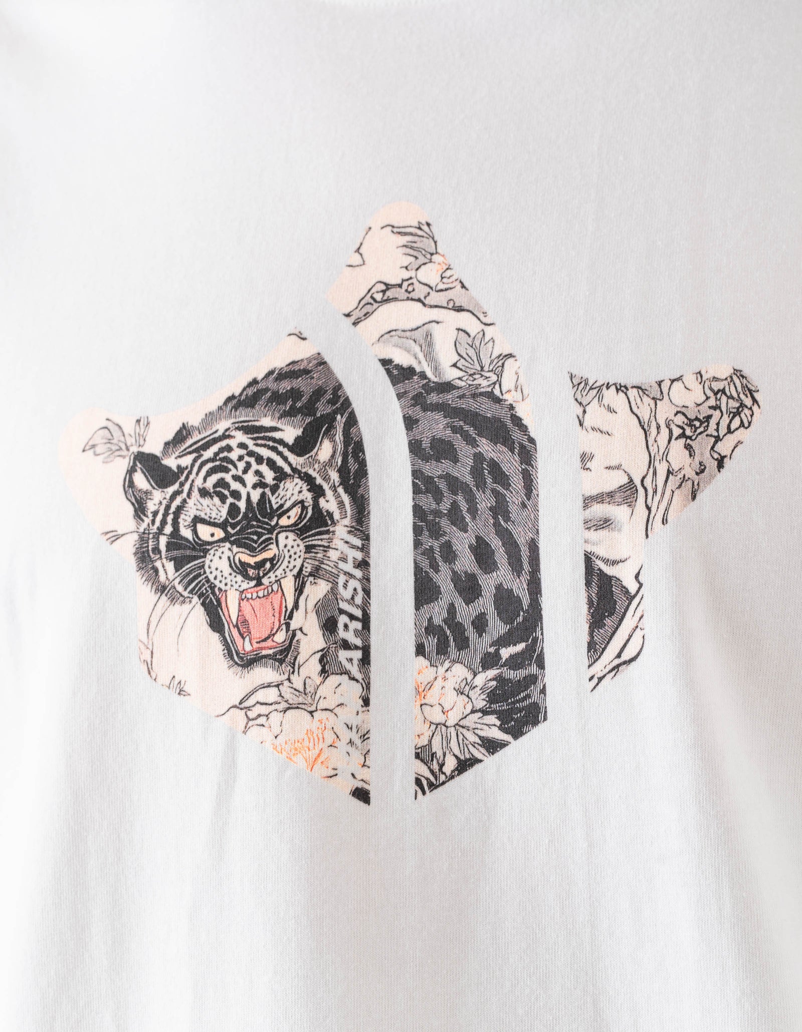 White hoodie with a graphic of a panther and floral design on a white background