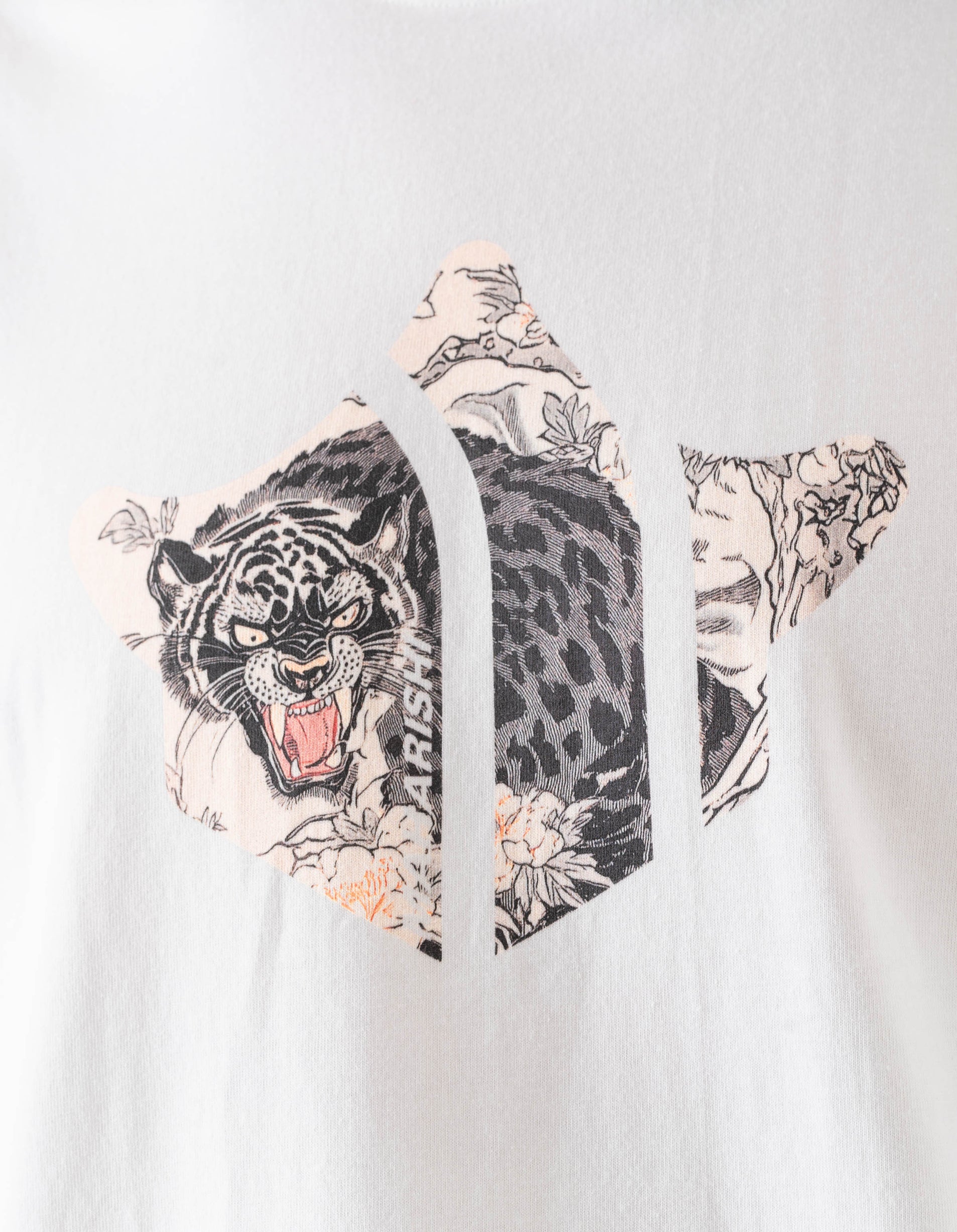 White hoodie with a graphic of a panther and floral design on a white background