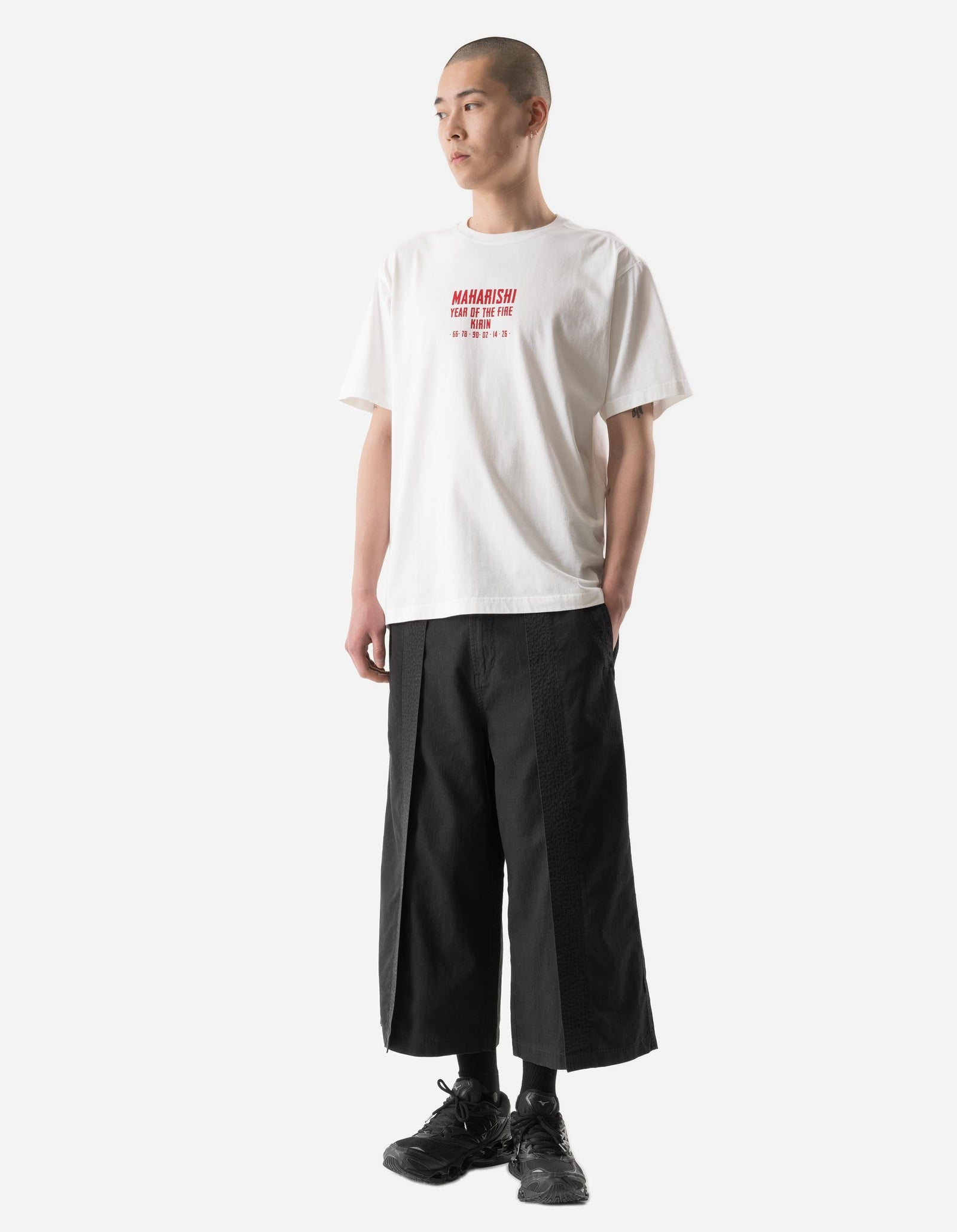 7217 Cropped Hakama Pants Black