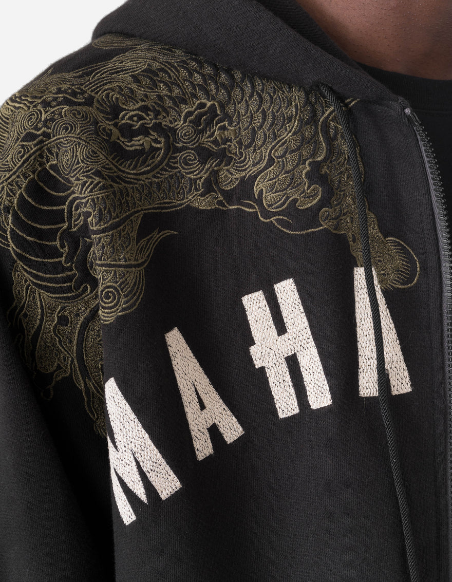 7234 Kirin Zip Through Hooded Sweat Black