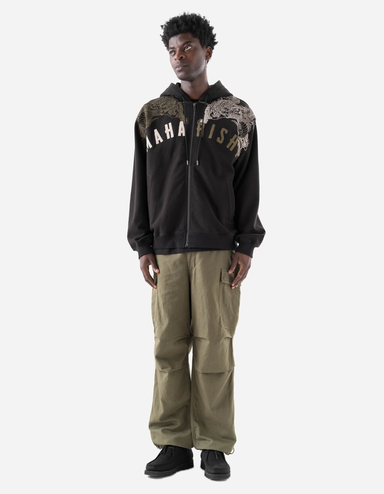 7234 Kirin Zip Through Hooded Sweat Black