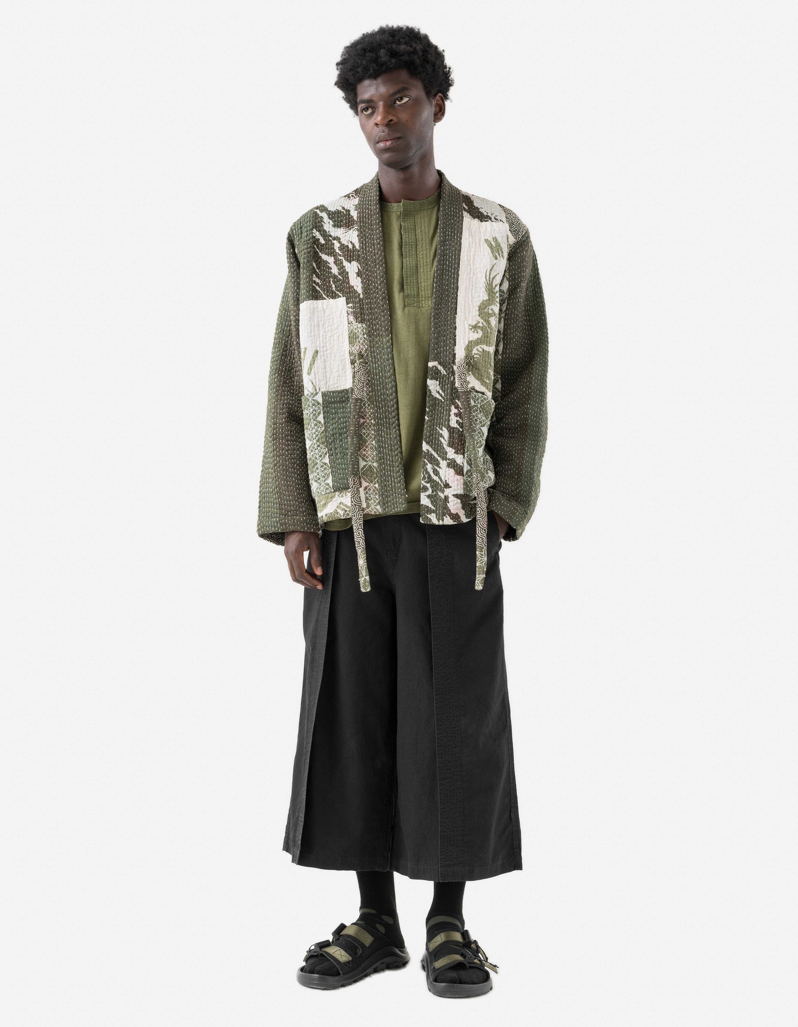 7277 Maha Dry Goods Kimono Ecru/Olive