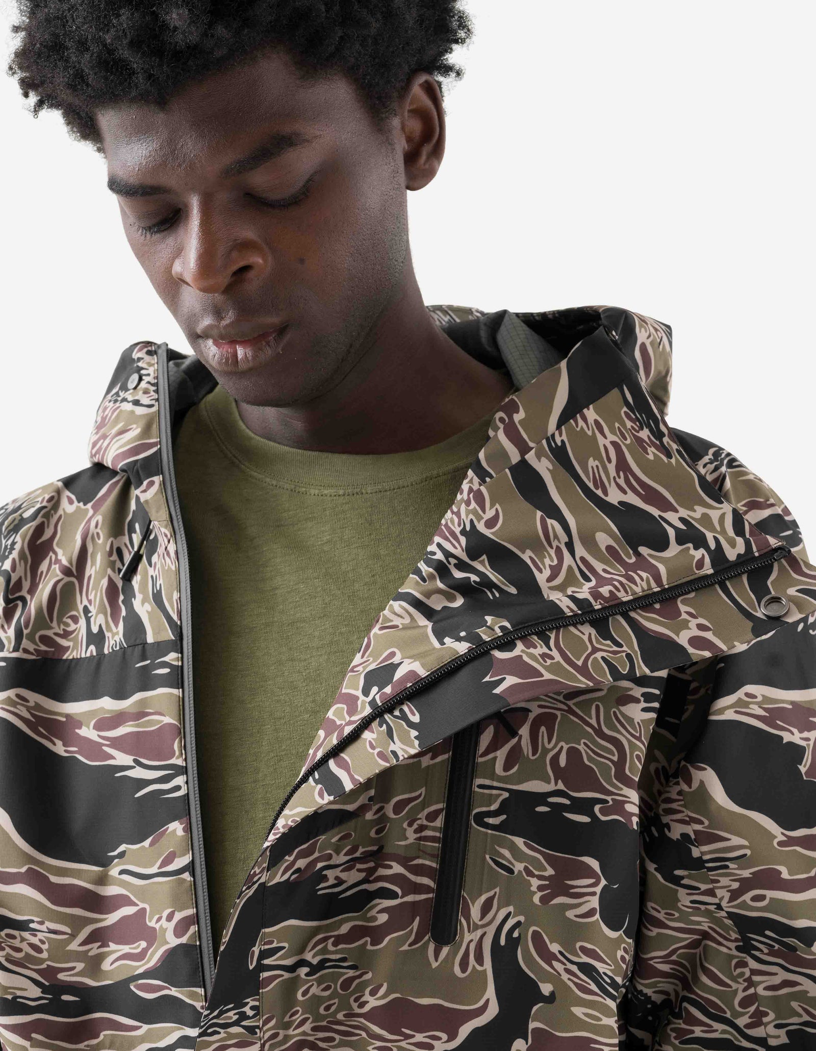 7274 Bonsai Tigerstripe Asym Parka Woodland