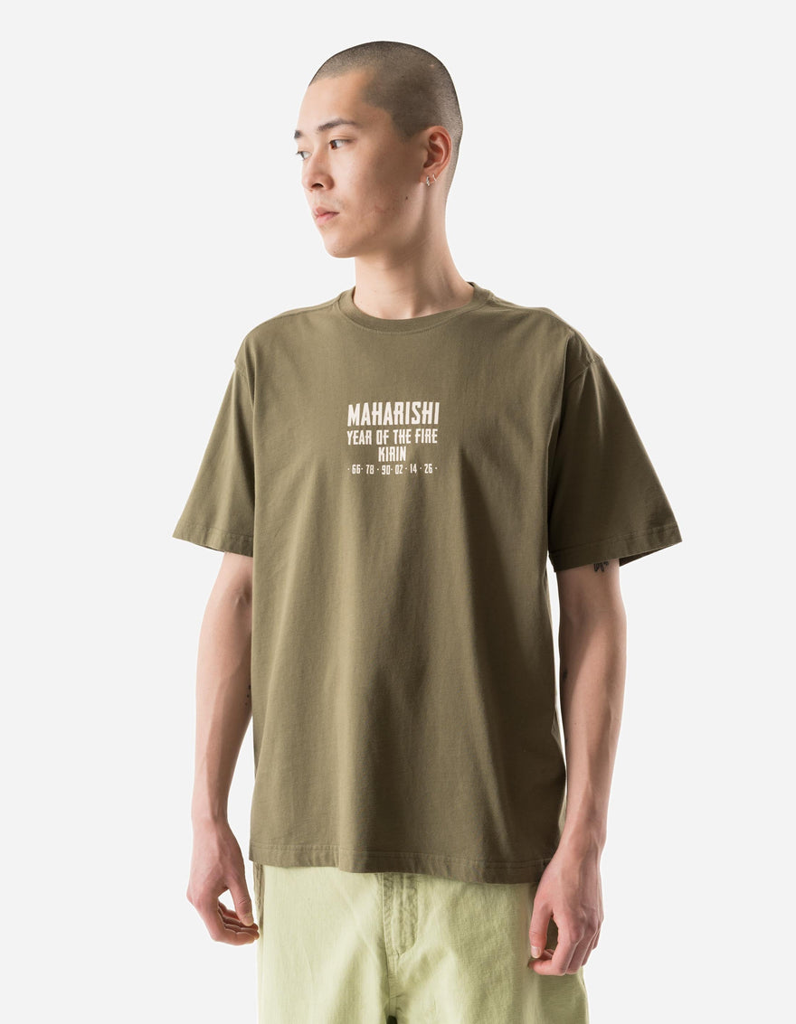 7238 Paper Cut Kirin T-Shirt Olive OG-107F