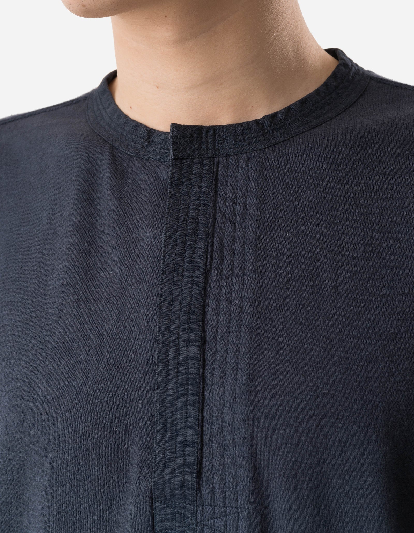 7208 Cotton Hemp Henley L/S T-Shirt Navy