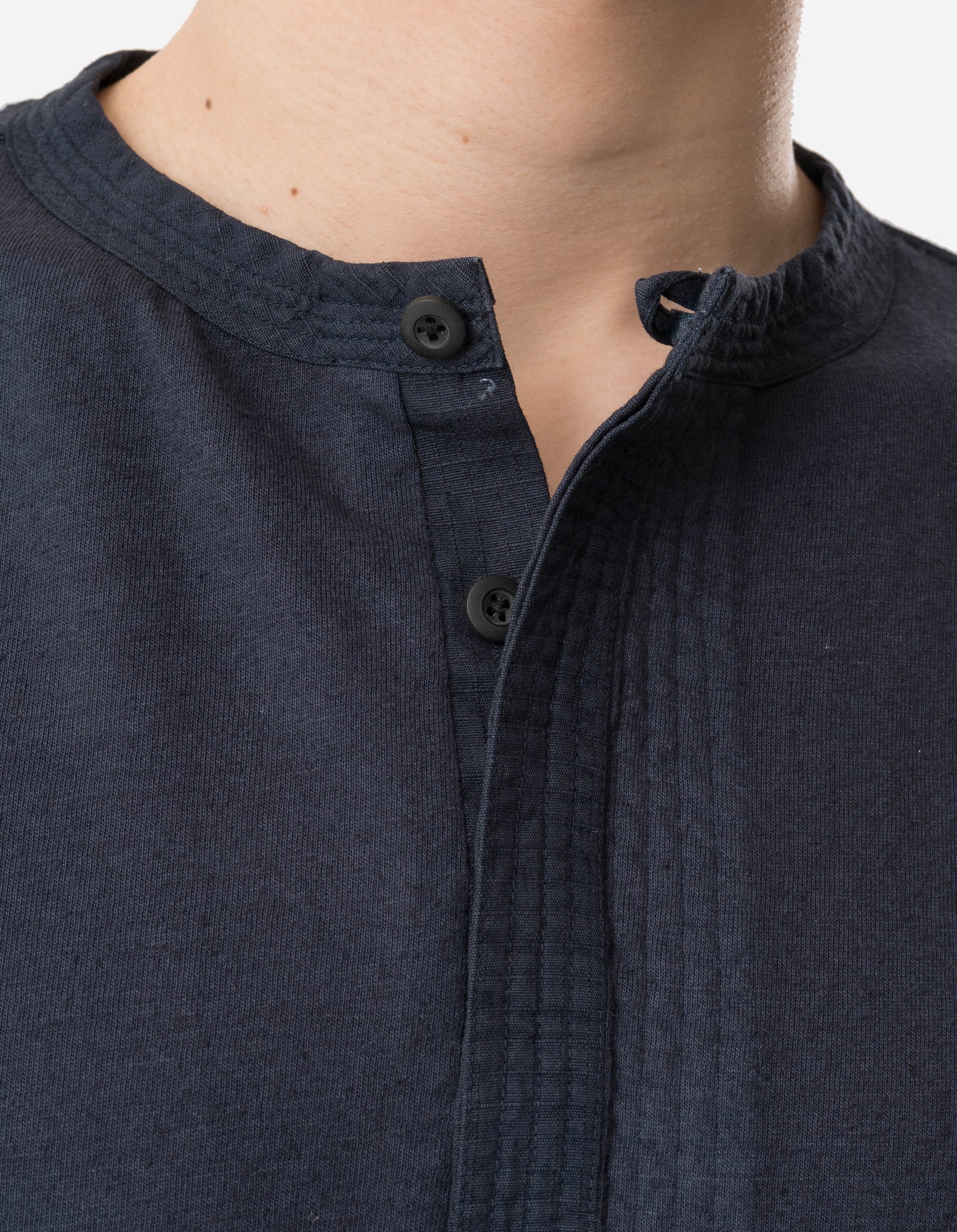 7208 Cotton Hemp Henley L/S T-Shirt Navy